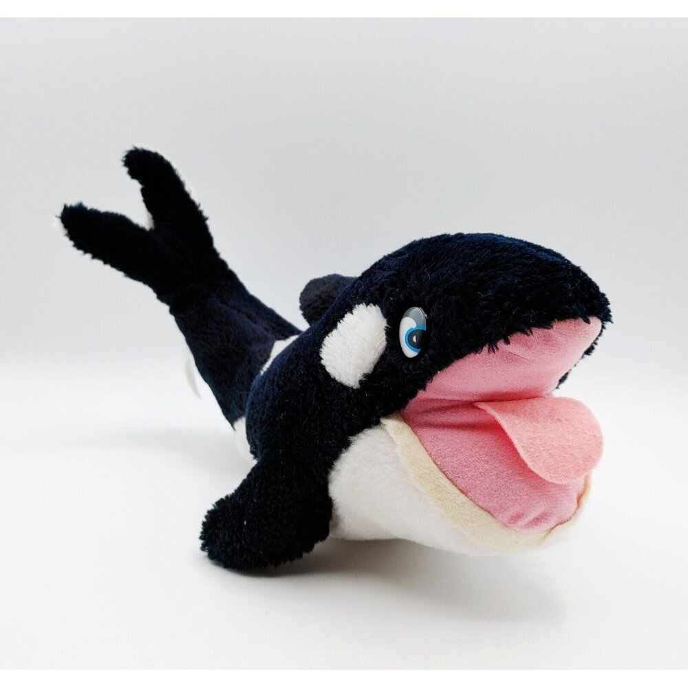 Vintage Sea World Shamu Orca Black White 12" Plush Stuffed Animal Whale RARE
